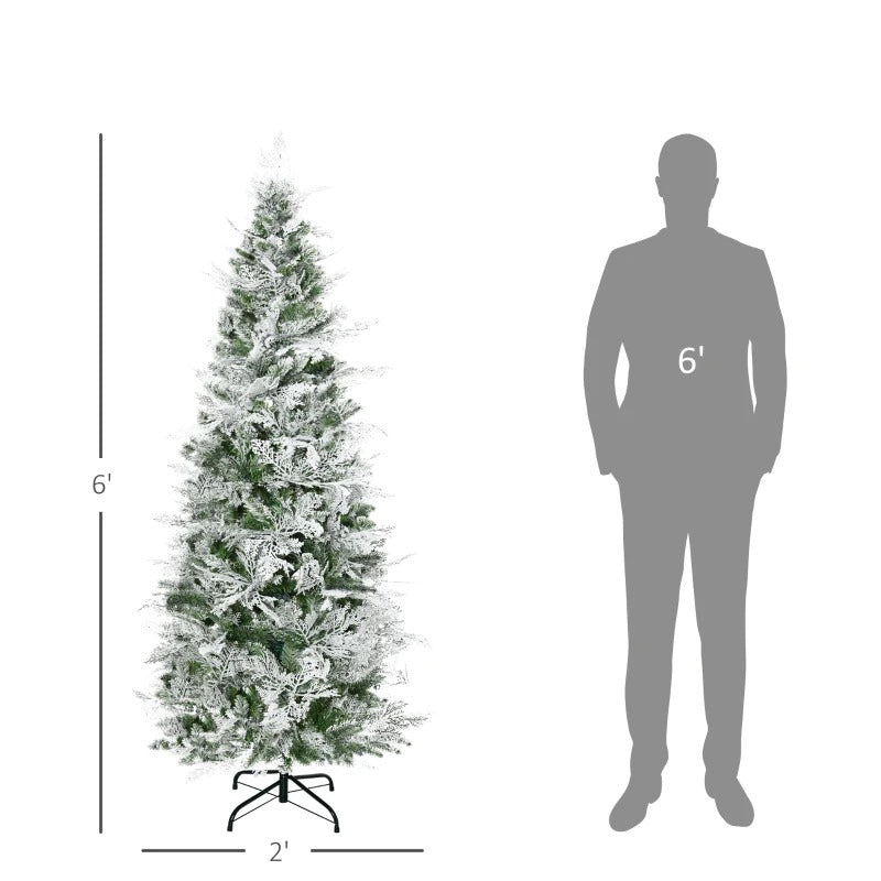 6ft 517-Tip Unlit Frosted Realistic Christmas Holiday Xmas Tree w Cypress Branches – Snow Green