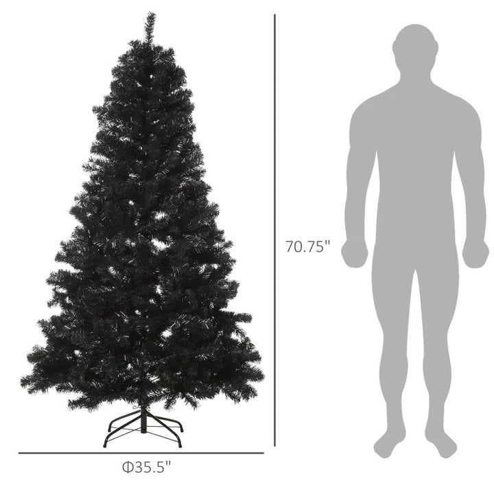 NEW 6ft 928-Tip Unlit Artificial Christmas Holiday Xmas Tree Decor w Foldable Base, Black