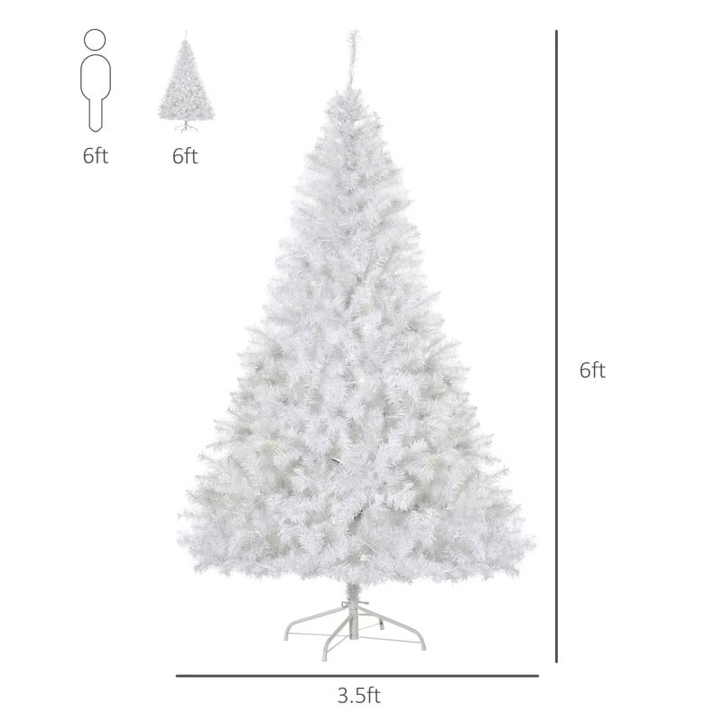 6ft 1000-Tip Pre-lit Classic Artificial Christmas Holiday Xmas Tree w 250 LED Lights, White