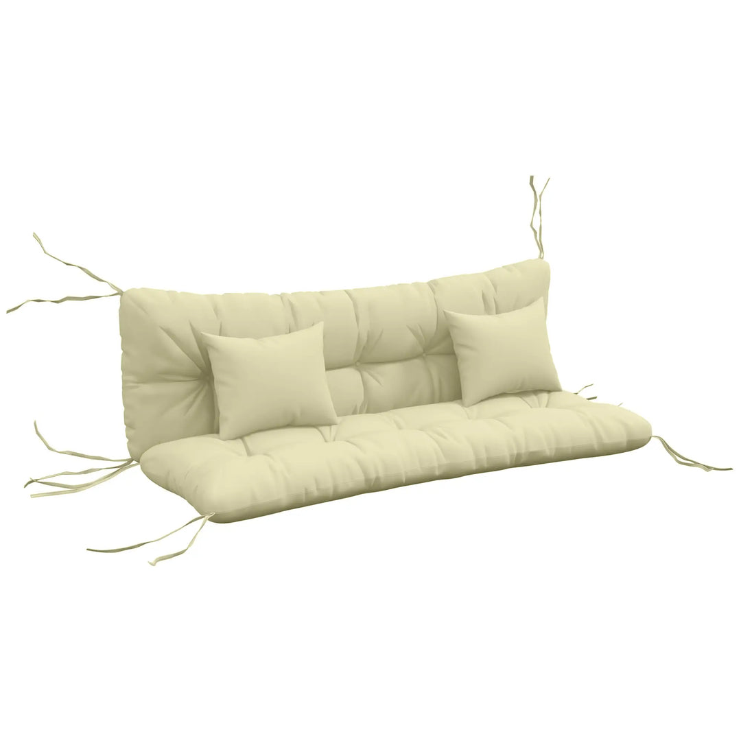 4pc 60" Cushion Set Replacement w Pillows, Bench Swing Glider Seat Outdoor Patio Garden Cream Beige