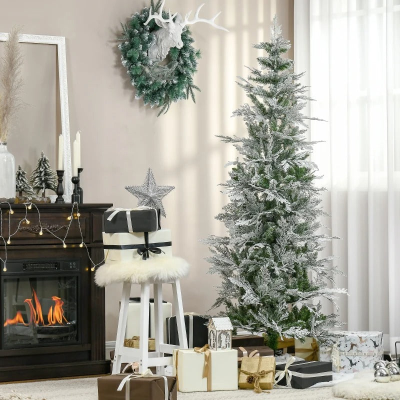 6ft 517-Tip Unlit Frosted Realistic Christmas Holiday Xmas Tree w Cypress Branches – Snow Green