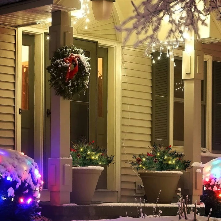 2pc 1.5ft Pre-lit Artificial Christmas Holiday Tree Planter Bush w/ Pinecones, Berries - Green