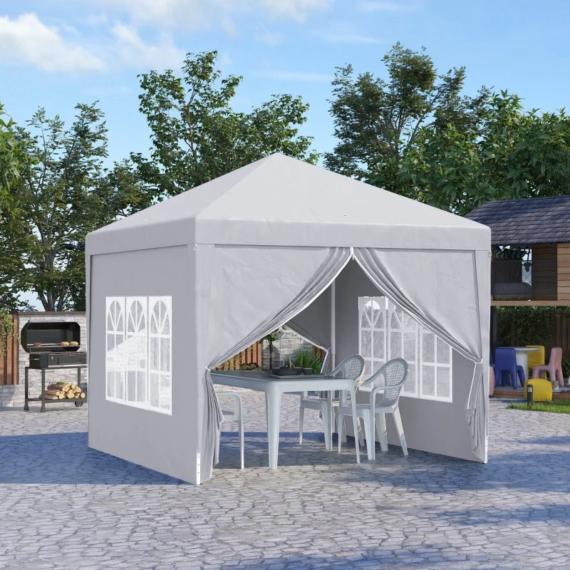 10’ x 10’ Pop-Up Portable Event Party Wedding Tent Gazebo Canopy, Carrying Bag, 4 Walls - White