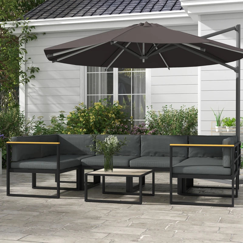 14pc Replacement Back and Seat Cushions for Outdoor Rattan 7pc Patio Furniture Set - Grey