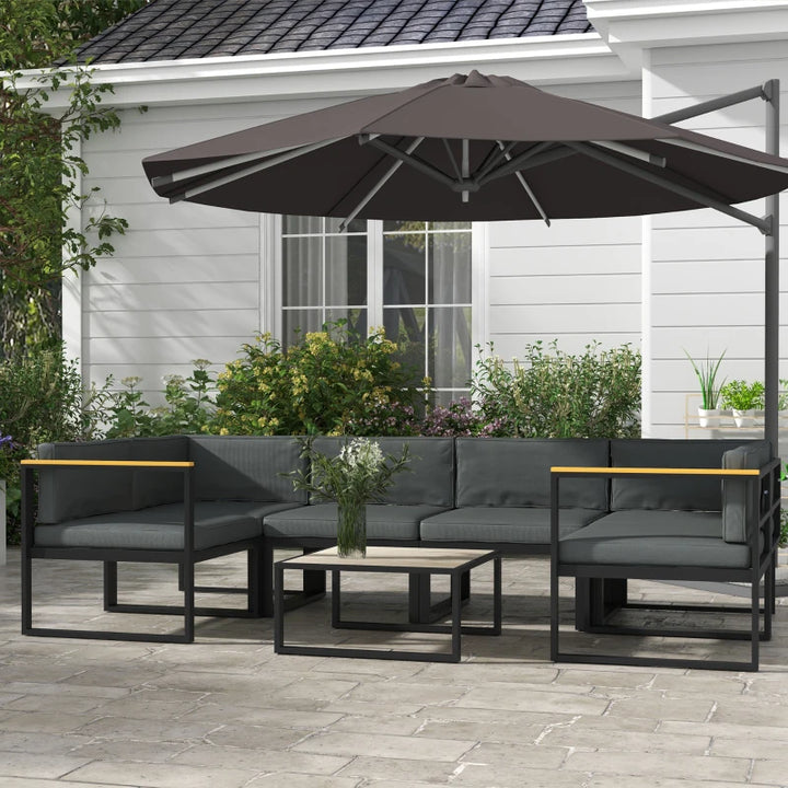 14pc Replacement Back and Seat Cushions for Outdoor Rattan 7pc Patio Furniture Set - Grey