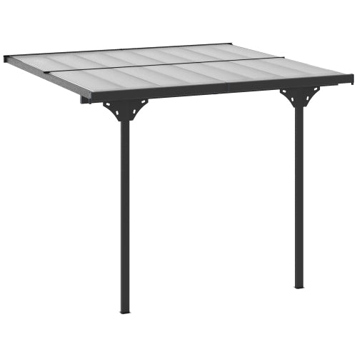 10' x 10' Sloped Aluminum PC Hardtop Adjustable Gazebo Pergola Awning Patio Canopy Shelter Grey