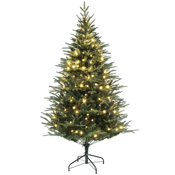 6ft 1022-Tip Prelit Natural-Look Artificial Christmas Holiday Fake Tree w 280 LED Lights, Green