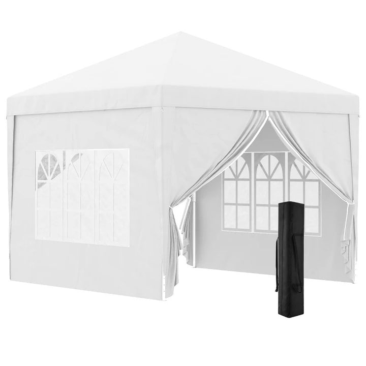 10’ x 10’ Pop-Up Portable Event Party Wedding Tent Gazebo Canopy, Carrying Bag, 4 Walls - White
