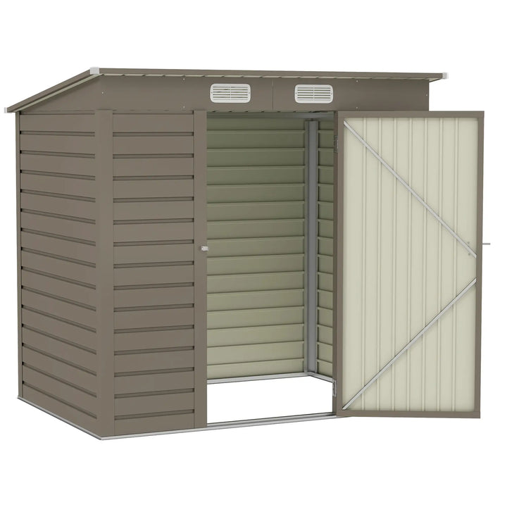 6' x 4' Galv Steel Metal Outdoor Bike Tool Storage Utility Garden Shed, Swing Door, Vents, Lt Grey