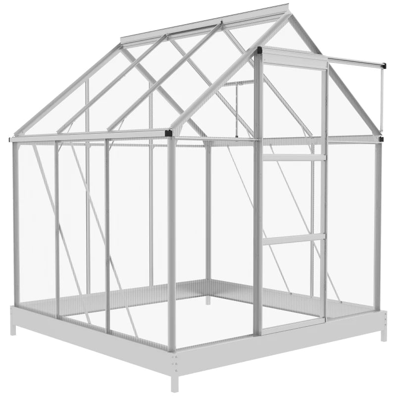 6' x 6' Walk-in Aluminum Polycarbonate Greenhouse for Outdoor Backyard Garden, Grey