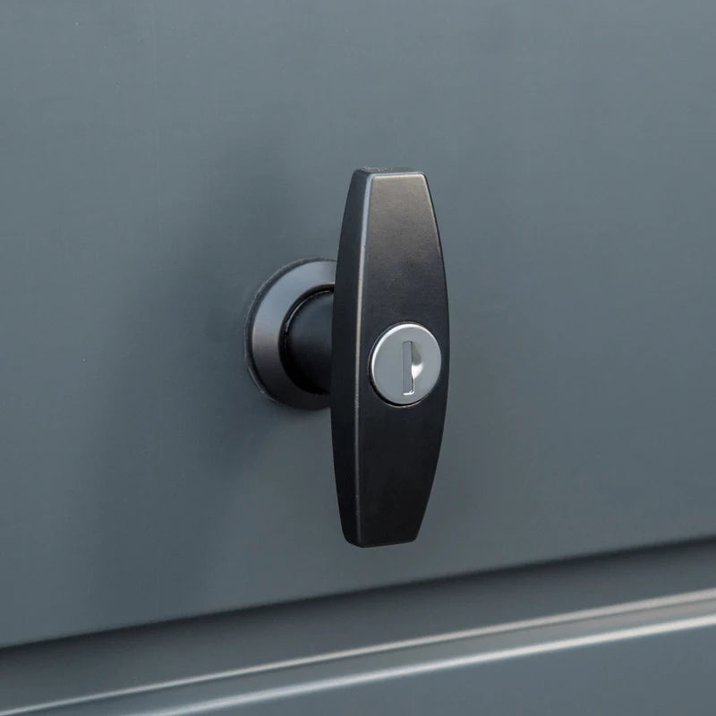 47" Lg Galv Steel Storage Bin Deck Box w Lock for Cushions Toys Yard Tools, Outdoor Patio, Grey