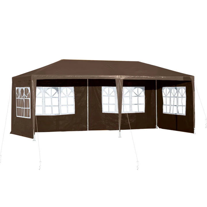 10’ x 20’ Portable Event Party Wedding Tent Patio Gazebo Canopy w 4 Wall Panels, Windows, Brown