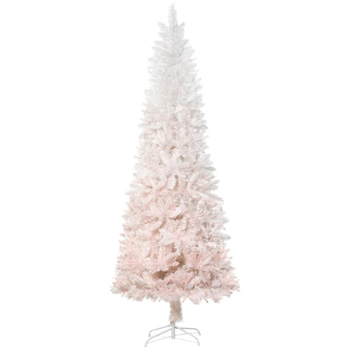 6ft 406-Tip Unlit Pencil Ombre Artificial Holiday Christmas Tree w Base, Pink & White Gradient