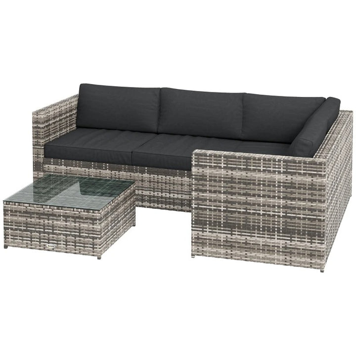 3pc PE Rattan Wicker L-Shape Sectional Conversation Sofa Set w/ Cushions Outdoor Patio – Grey