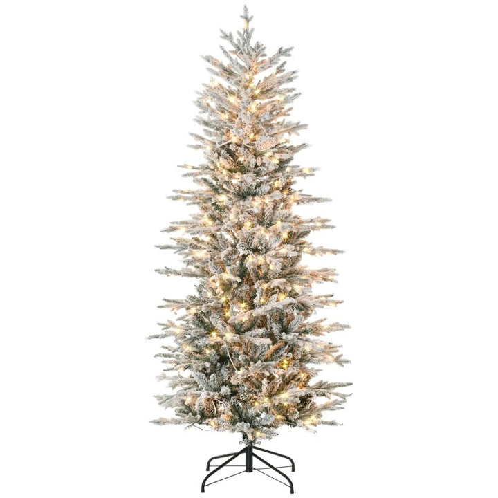 6ft 636-Tip Pre-lit Frosted Realistic Artificial Christmas Holiday Tree, 250 LED, Snow Green