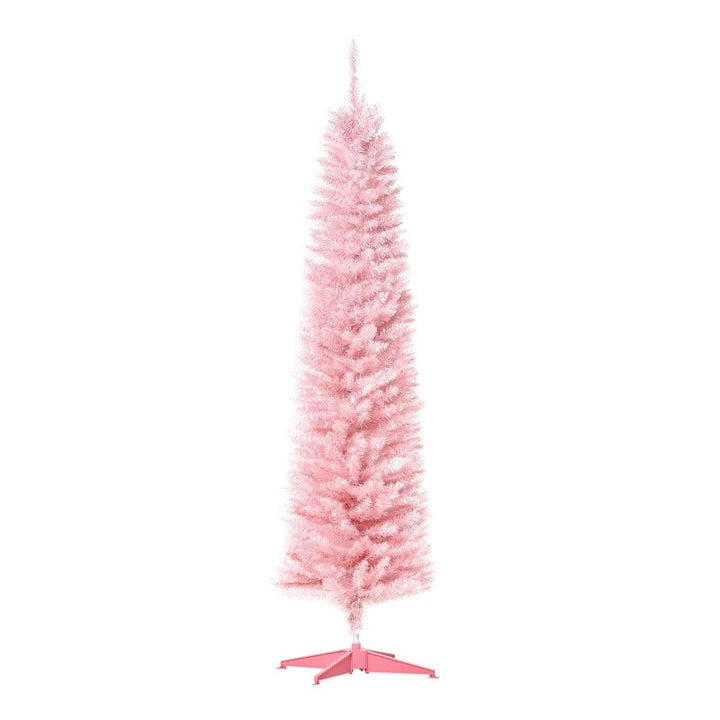 NEW 6ft 390-Tip Unlit Slim Pencil Artificial Christmas Holiday Xmas Tree Decor w Base, Lt Pink