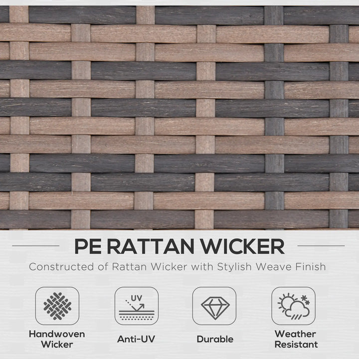 6pc 7-Seat Premium PE Rattan Wicker Conversation Outdoor Patio Set, Cushions Storage, Brown, Orange