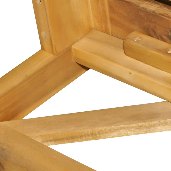 6pc L-Shape Boho Acacia Wood Sofa Conversation Set w Cushions for Outdoor Patio, Cream White