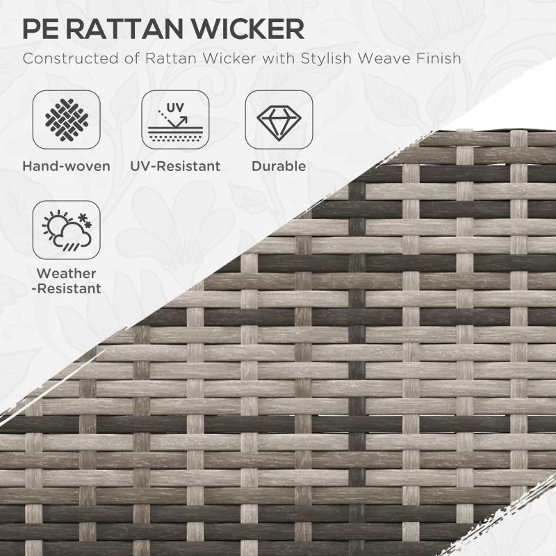 4pc L-Shape PE Rattan Wicker Corner Sectional Patio Furniture Set w/ Cushions, Grey, Linen Look