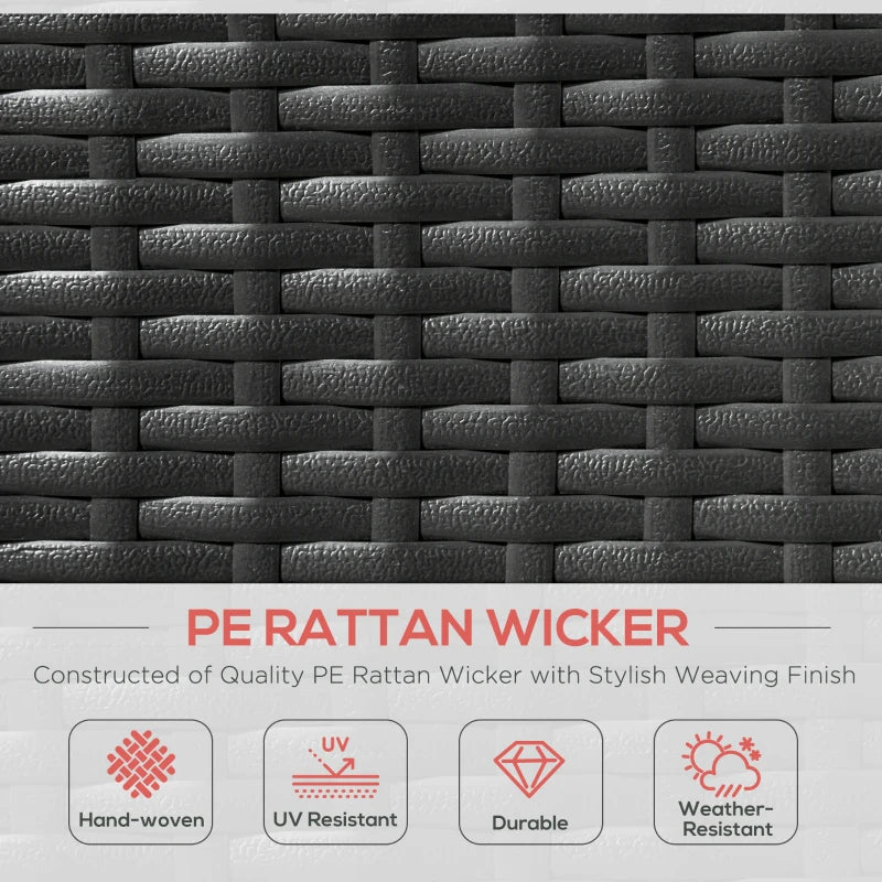 2-Person Outdoor Rattan Wicker Canopy Daybed Lounge Chaise Sofa Patio Set, Cushions, Black, Red