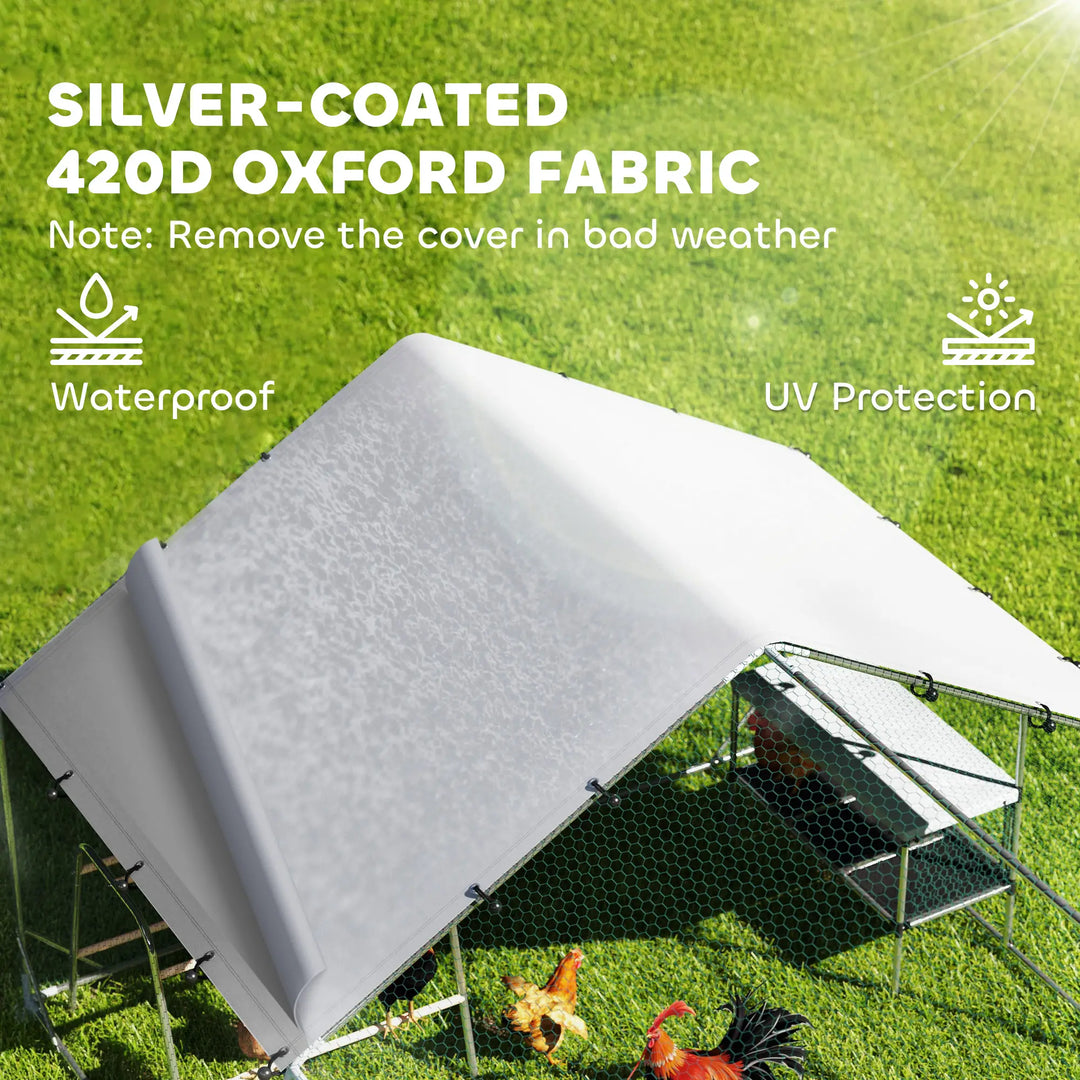 19.7' x 9.8' x 6.4' Galv Steel Chicken Run Outdoor Coop Cage Fence Shelter w Nest Box, Roosting Bar