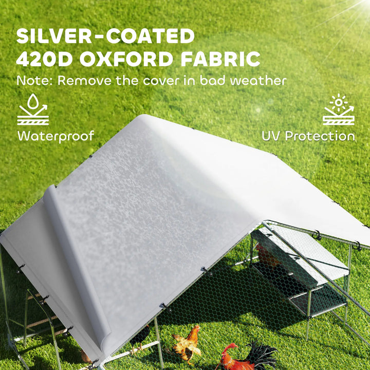 19.7' x 9.8' x 6.4' Galv Steel Chicken Run Outdoor Coop Cage Fence Shelter w Nest Box, Roosting Bar