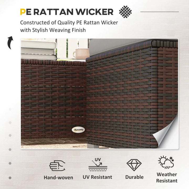 3pc Compact PE Rattan Wicker Conversation Sofa Set w/ Cushions Outdoor Patio - Brown, Grey