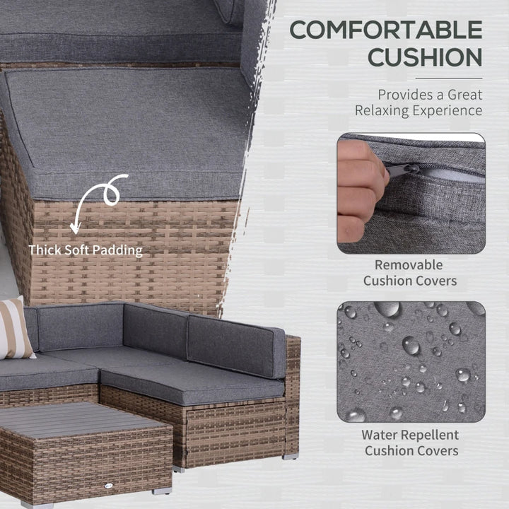 7pc PE Rattan Wicker Sectional Conversation Furniture Set w Cushions Outdoor Patio - Mixed Grey