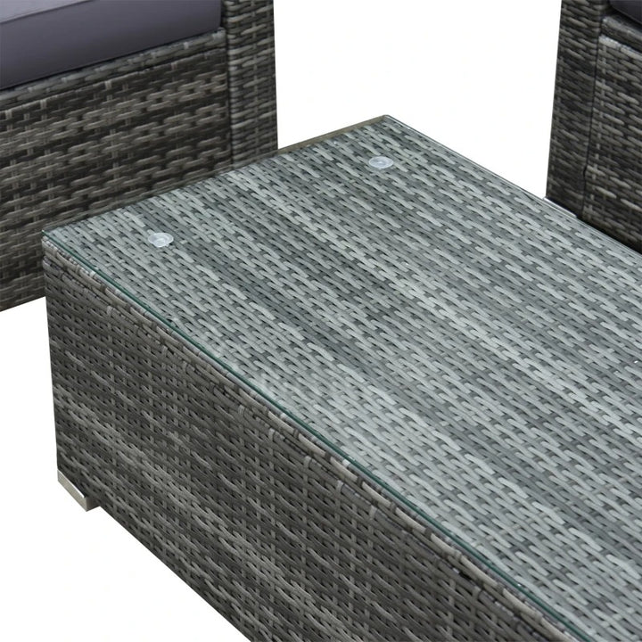 4pc PE Rattan Wicker Conversation Furniture Set, Armchairs, Cushions, Outdoor Patio, Mixed Grey