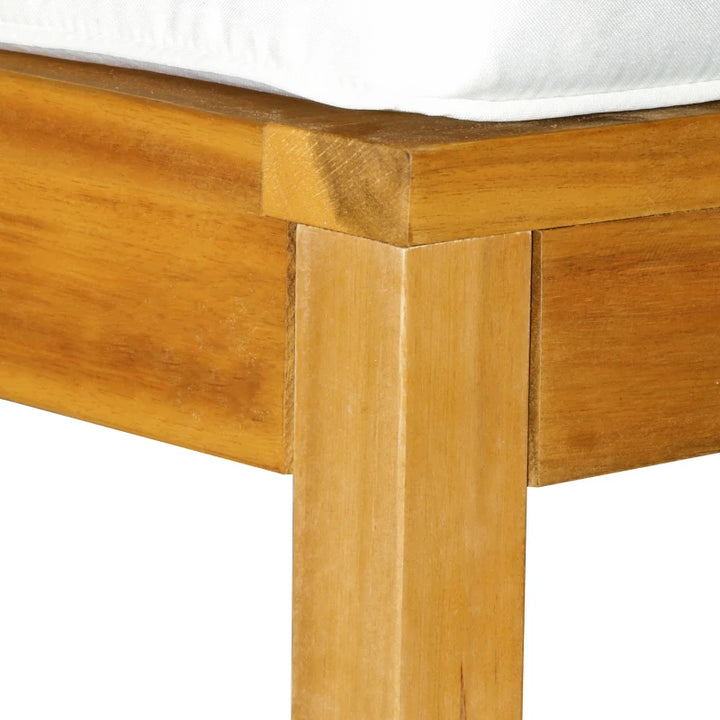 6pc L-Shape Boho Acacia Wood Sofa Conversation Set w Cushions for Outdoor Patio, Cream White