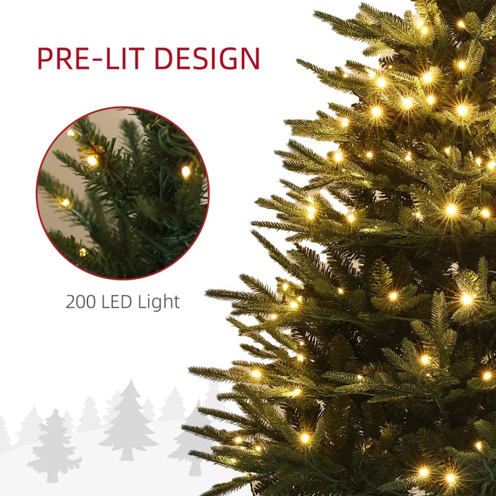 5ft 542-Tip Prelit Natural-Look Artificial Christmas Holiday Fake Tree w 200 LED Lights, Green