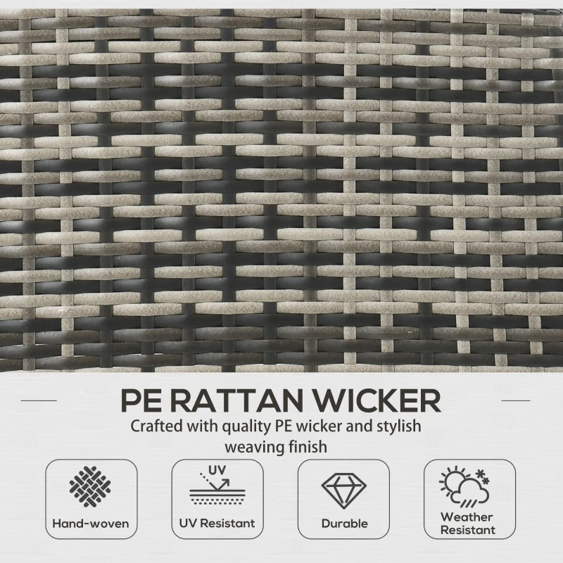 6pc PE Rattan Wicker Outdoor Dining Table Patio Sofa Furniture Set w/ Cushions, Ottomans, Grey