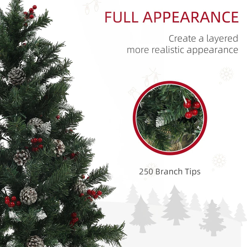 NEW 2pc 4ft Prelit Snowy Artificial Christmas Holiday Tree w Planter Stand, Pinecones Berries Green