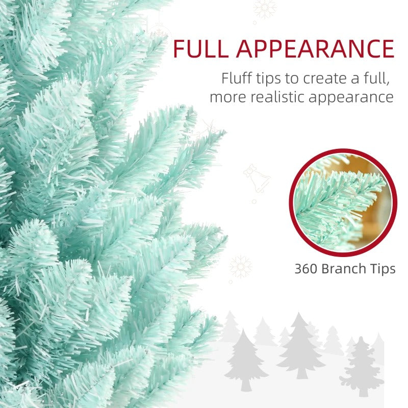 NEW 6ft 360-Tip Slim Pencil Artificial Christmas Holiday Xmas Tree Decor w Base, Lt Blue Turquoise