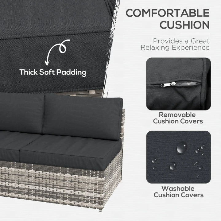 3pc PE Rattan Wicker L-Shape Sectional Conversation Sofa Set w/ Cushions Outdoor Patio – Grey