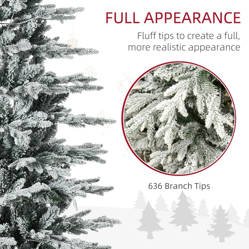 6ft 636-Tip Pre-lit Frosted Realistic Artificial Christmas Holiday Tree, 250 LED, Snow Green