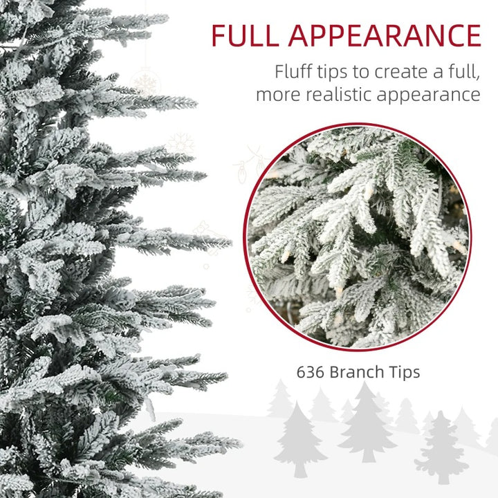 6ft 636-Tip Pre-lit Frosted Realistic Artificial Christmas Holiday Tree, 250 LED, Snow Green