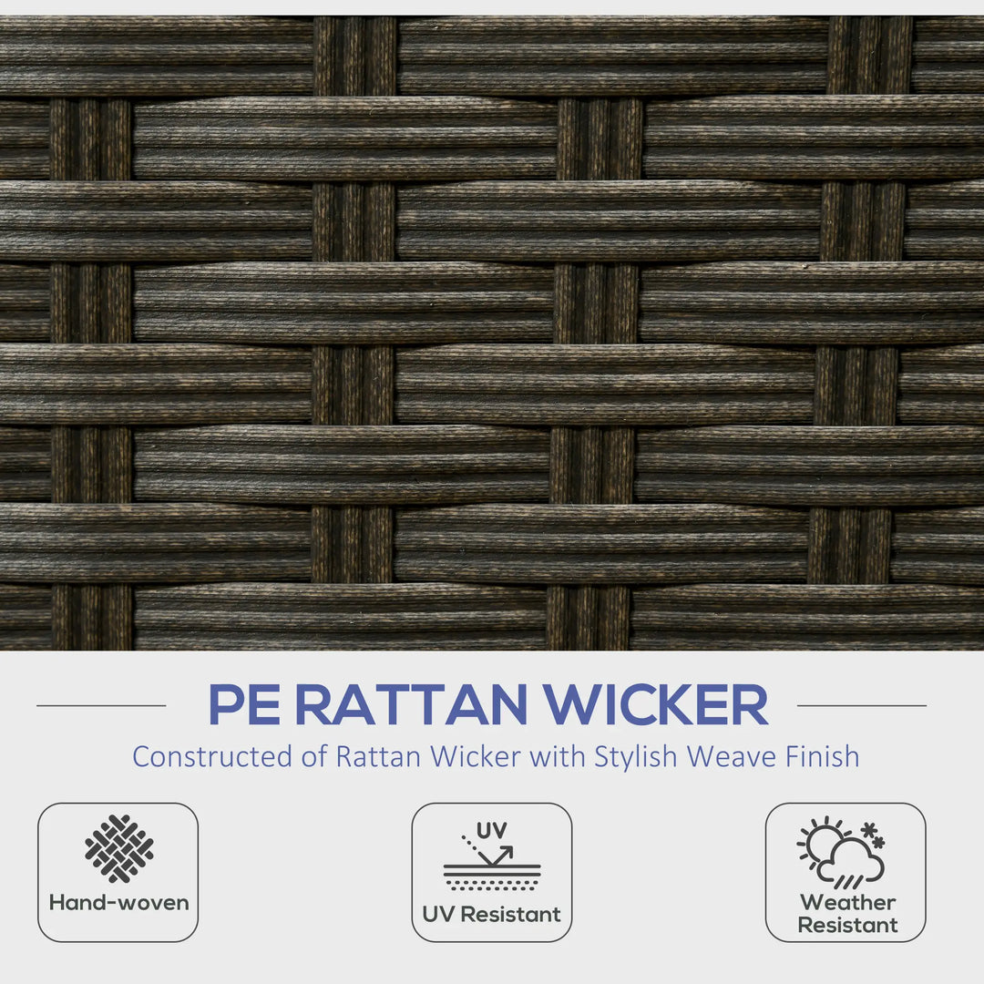 6pc 5-Seat Premium L-Shape PE Rattan Wicker Sectional Conversation Set Outdoor Patio, Brown, Blue