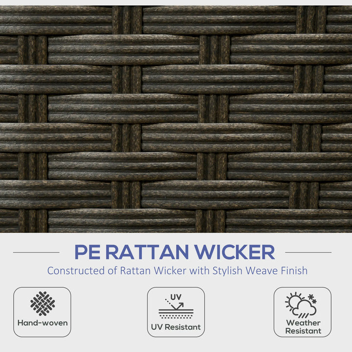 6pc 5-Seat Premium L-Shape PE Rattan Wicker Sectional Conversation Set Outdoor Patio, Brown, Blue