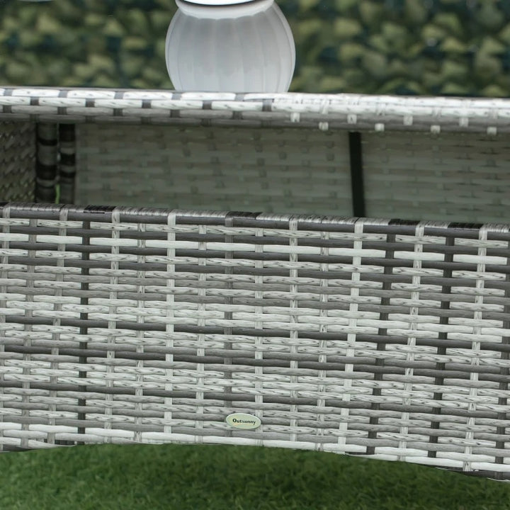 7pc PE Rattan Wicker Dining Set w 6 Arm Chairs & Glass Table Top, Outdoor Patio, Mixed Grey