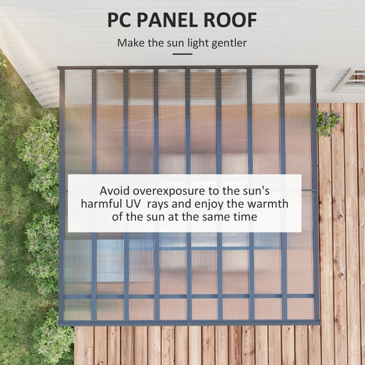10' x 10' Sloped Aluminum PC Hardtop Adjustable Gazebo Pergola Awning Patio Canopy Shelter Grey