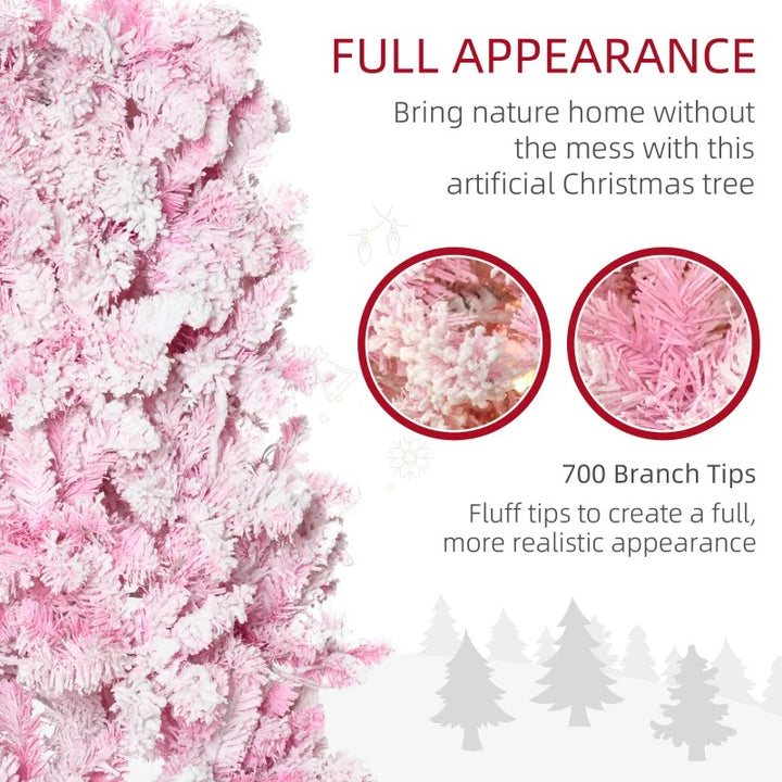 7.5ft 700-Tip Pre-lit Lush Slim Artificial Pencil Christmas Holiday Tree w 350 LED Lights, Pink
