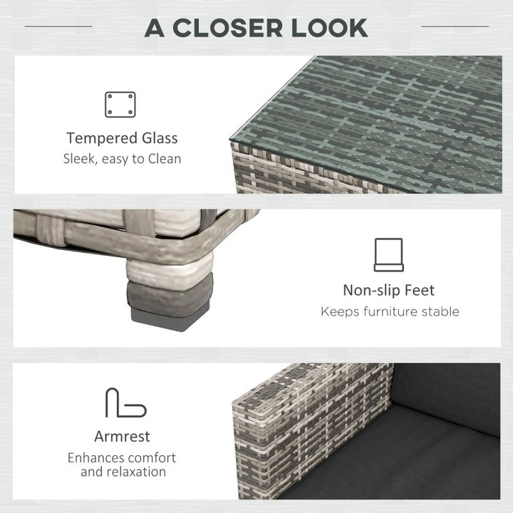 3pc PE Rattan Wicker L-Shape Sectional Conversation Sofa Set w/ Cushions Outdoor Patio – Grey