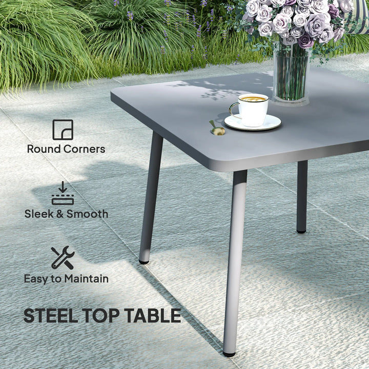 3pc, 4-Seat Steel Wicker L-Shape Sectional Conversation Love Seat Outdoor Patio Set w Table, Grey