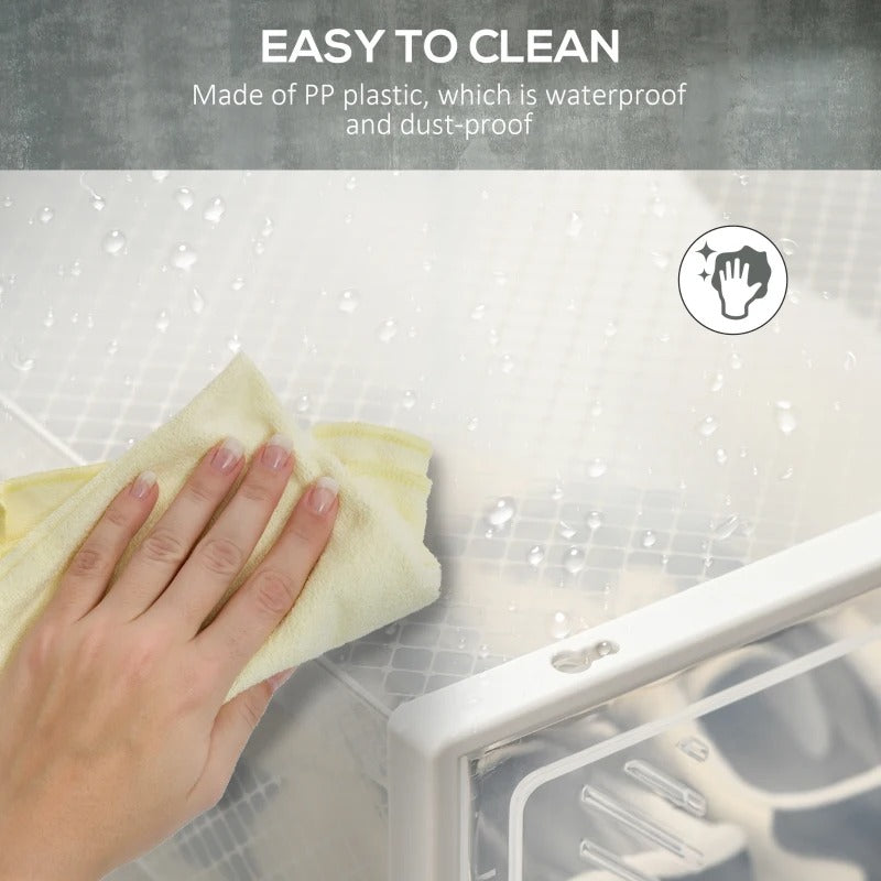 18 Cube Stackable Modular Shoe Rack Home Storage Organizer Shelf Cabinet w Doors, Clear & White