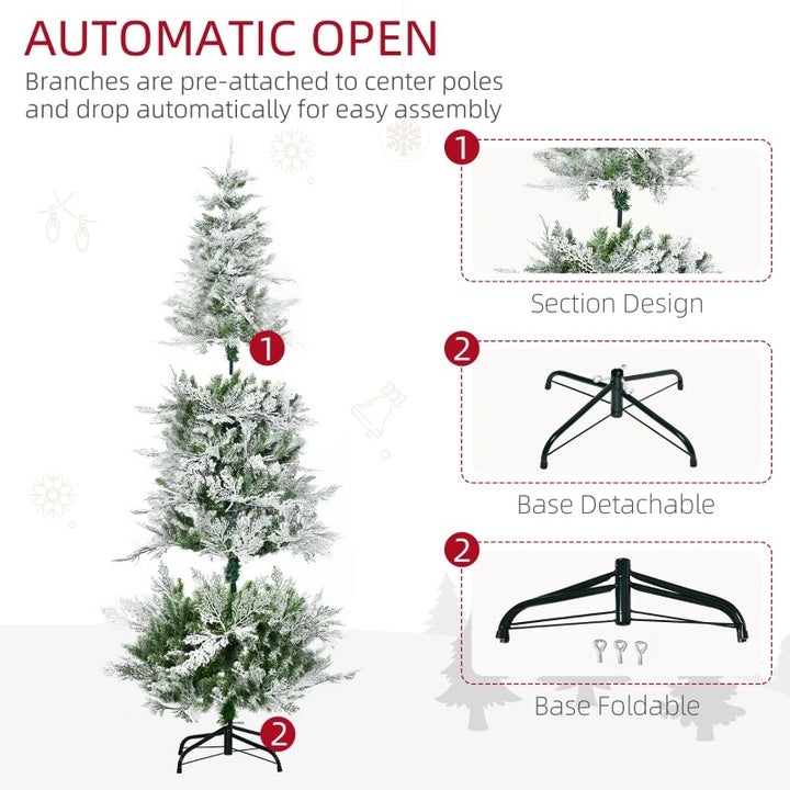 6ft 517-Tip Unlit Frosted Realistic Christmas Holiday Xmas Tree w Cypress Branches – Snow Green