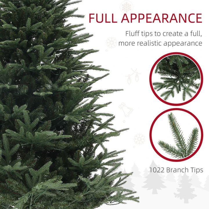 6ft 1022-Tip Prelit Natural-Look Artificial Christmas Holiday Fake Tree w 280 LED Lights, Green