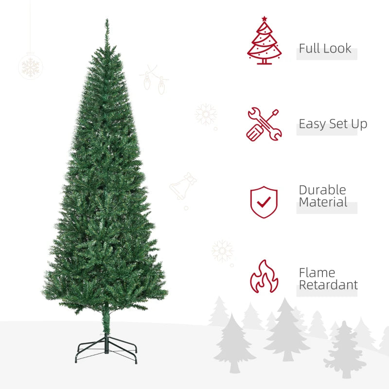 NEW 7ft 865-Tip Unlit Slim Artificial Traditional Christmas Holiday Xmas Tree Decor w Base, Green