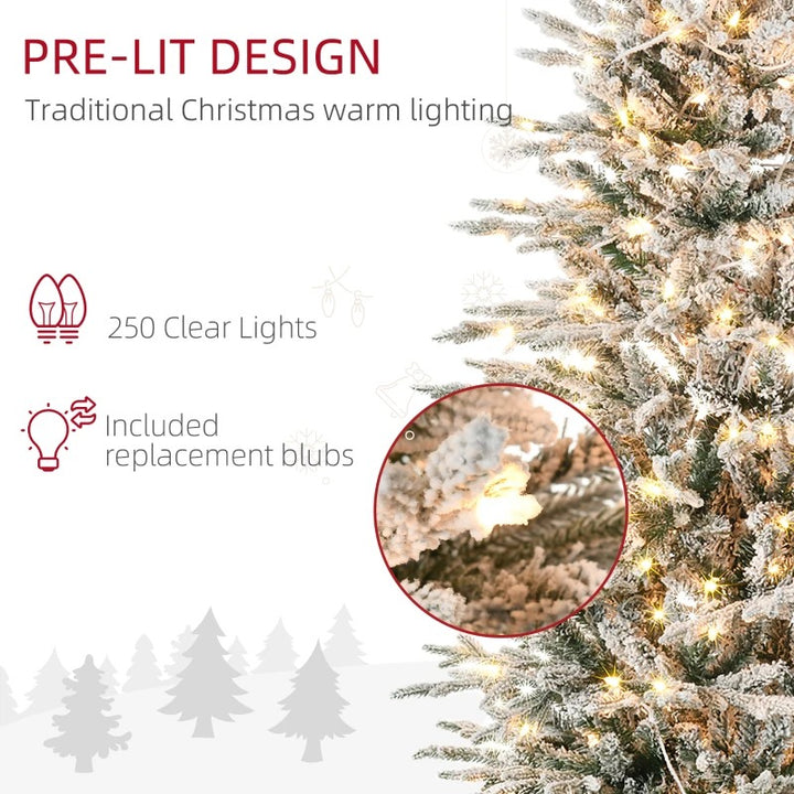 6ft 636-Tip Pre-lit Frosted Realistic Artificial Christmas Holiday Tree, 250 LED, Snow Green