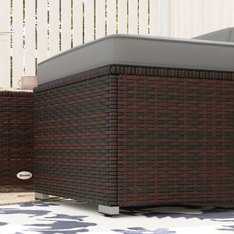 3pc Compact PE Rattan Wicker Conversation Sofa Set w/ Cushions Outdoor Patio - Brown, Grey